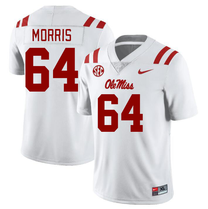 Ole Miss Rebels #64 Ethan Morris College Football Jerseyes Stitched Sale-White